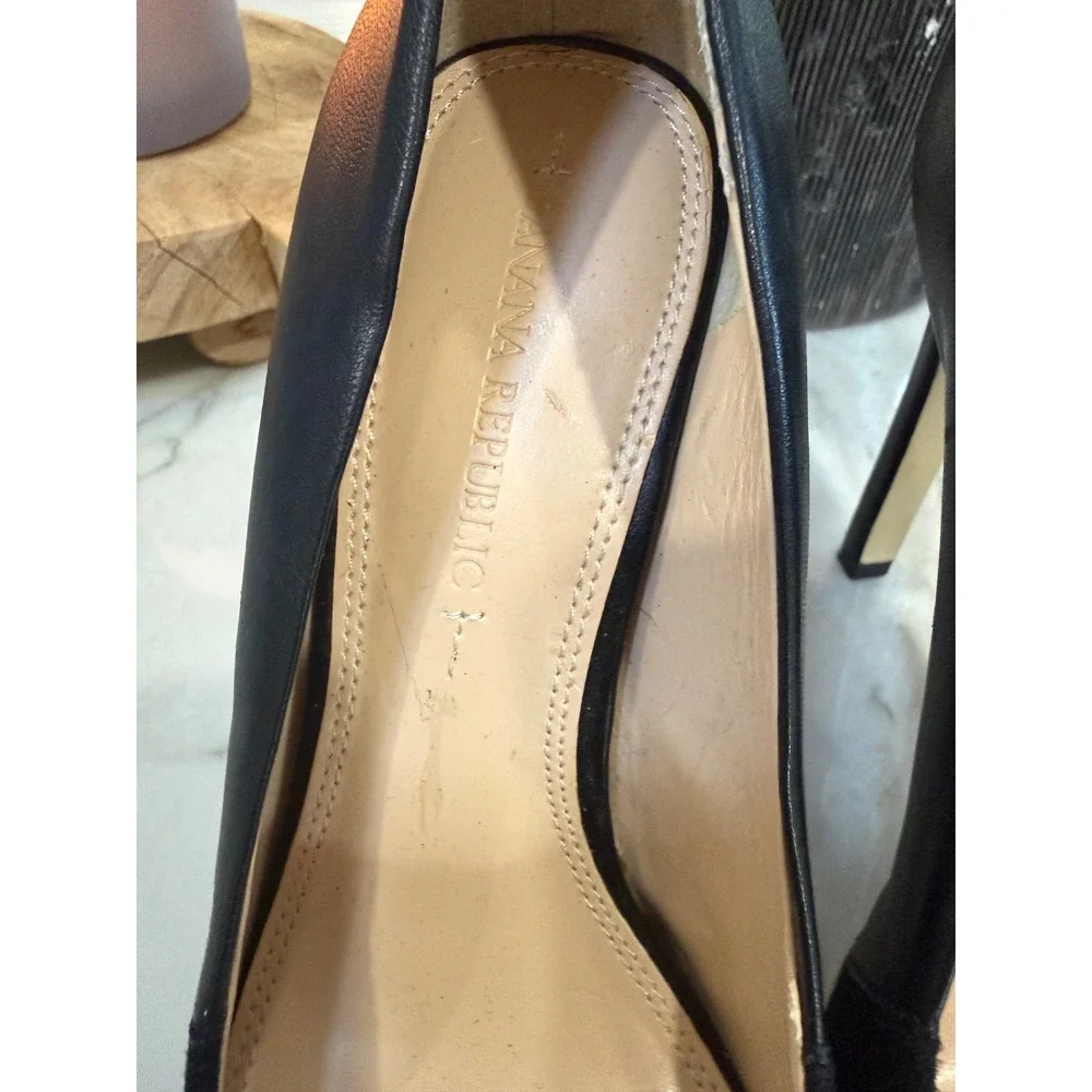 Banana Republic Womens Black Suede Leather Mixed Media Pointed Toe Pumps 7